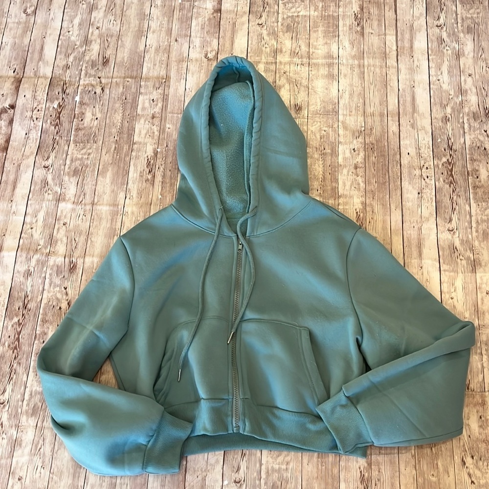 SHEIN Green Zippered Hoodie